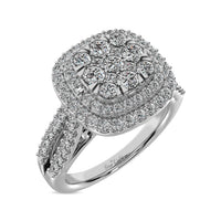 Thumbnail for Diamond  3/4 ct tw Round Cut Double Halo Engagement Ring in 14K White Gold
