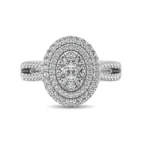 Thumbnail for Diamond Double Halo Engagement Ring 1 ct tw in 14K White Gold