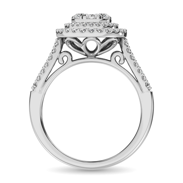 Diamond Double Halo Engagement Ring 1 ct tw in 14K White Gold