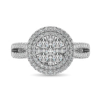 Thumbnail for Diamond Double Halo Engagement Ring 1 ct tw in 14K White Gold