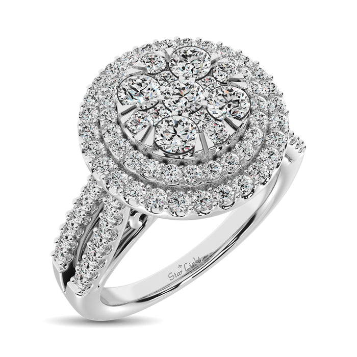 Diamond Double Halo Engagement Ring 1 ct tw in 14K White Gold