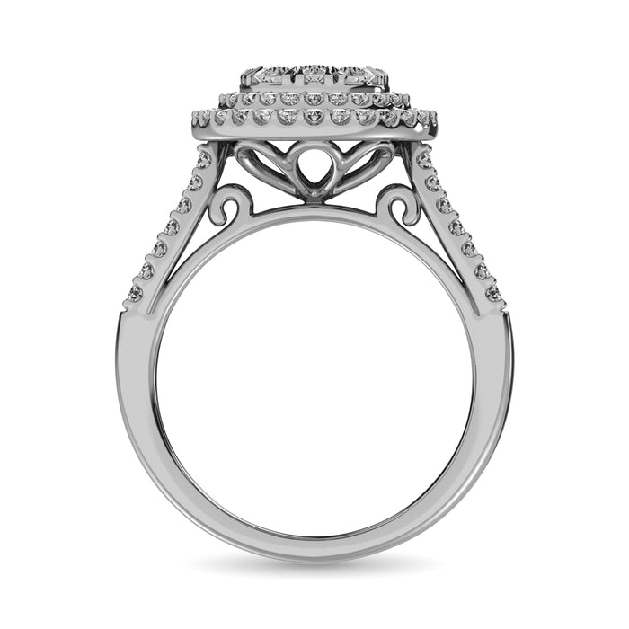 Diamond Double Halo Engagement Ring 1 ct tw in 14K White Gold