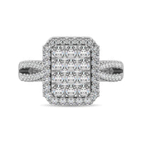 Thumbnail for Diamond Two Row Shank Halo Engagement Ring 1 1/2 ct tw in 14K White Gold