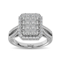 Thumbnail for Diamond Two Row Shank Halo Engagement Ring 1 1/2 ct tw in 14K White Gold