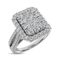 Thumbnail for Diamond Two Row Shank Halo Engagement Ring 1 1/2 ct tw in 14K White Gold