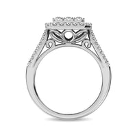 Thumbnail for Diamond Two Row Shank Halo Engagement Ring 1 1/2 ct tw in 14K White Gold