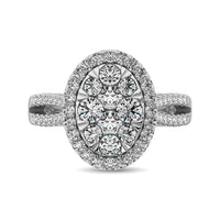 Thumbnail for Diamond  1 1/2 ct tw Two Row Shank Halo Engagement Ring in 14K White Gold
