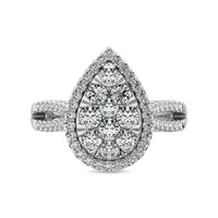 Thumbnail for Diamond  1 1/2 ct tw Two Row Shank Halo Engagement Ring in 14K White Gold