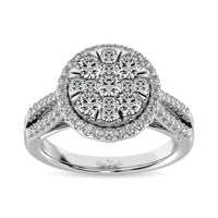 Thumbnail for Diamond Two Row Shank Halo Engagement Ring 1 1/2 ct tw in 14K White Gold