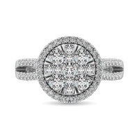 Thumbnail for Diamond Two Row Shank Halo Engagement Ring 1 1/2 ct tw in 14K White Gold