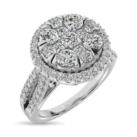 Thumbnail for Diamond Two Row Shank Halo Engagement Ring 1 1/2 ct tw in 14K White Gold