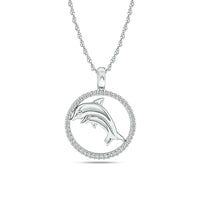 Thumbnail for Diamond Sea Of life Dolphine Pendant 1/8 ct tw in Sterling Silver