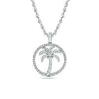 Thumbnail for Diamond Sea Of life Palm Tree Pendant 1/8 ct tw in Sterling Silver