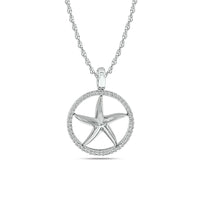 Thumbnail for Diamond Sea Of life Star Fish Pendant 1/8 ct tw in Sterling Silver