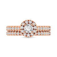 Thumbnail for Diamond Classic Shank Single Halo Bridal Ring 1 ct tw Round Cut in 14K Rose Gold
