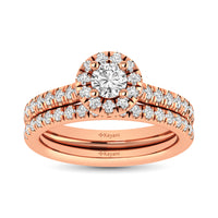 Thumbnail for Diamond Classic Shank Single Halo Bridal Ring 1 ct tw Round Cut in 14K Rose Gold