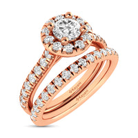 Thumbnail for Diamond Classic Shank Single Halo Bridal Ring 1 ct tw Round Cut in 14K Rose Gold