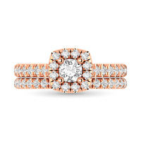 Thumbnail for Diamond Classic Shank Single Halo Bridal Ring 1 ct tw Round Cut in 14K Rose Gold