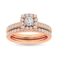 Thumbnail for Diamond Classic Shank Single Halo Bridal Ring 1 ct tw Round Cut in 14K Rose Gold