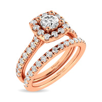 Thumbnail for Diamond Classic Shank Single Halo Bridal Ring 1 ct tw Round Cut in 14K Rose Gold