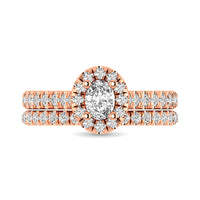 Thumbnail for Diamond Classic Shank Single Halo Bridal Ring 1 ct tw Oval Cut in 14K Rose Gold