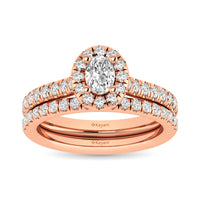 Thumbnail for Diamond Classic Shank Single Halo Bridal Ring 1 ct tw Oval Cut in 14K Rose Gold