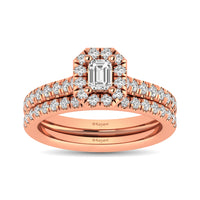 Thumbnail for Diamond Classic Shank Single Halo Bridal Ring 1 ct tw Emerald Cut in 14K Rose Gold