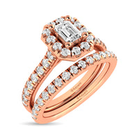 Thumbnail for Diamond Classic Shank Single Halo Bridal Ring 1 ct tw Emerald Cut in 14K Rose Gold