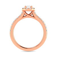 Thumbnail for Diamond Classic Shank Single Halo Bridal Ring 1 ct tw Emerald Cut in 14K Rose Gold