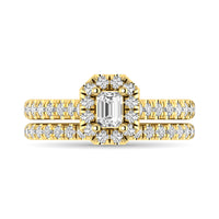 Thumbnail for Diamond Classic Shank Single Halo Bridal Ring 1 ct tw Emerald Cut in 14K Yellow Gold