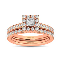 Thumbnail for Diamond Classic Shank Single Halo Bridal Ring 1 ct tw Princess Cut in 14K Rose Gold