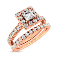 Thumbnail for Diamond Classic Shank Single Halo Bridal Ring 1 ct tw Princess Cut in 14K Rose Gold
