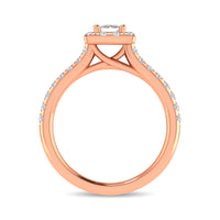Thumbnail for Diamond Classic Shank Single Halo Bridal Ring 1 ct tw Princess Cut in 14K Rose Gold