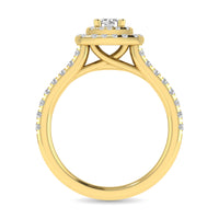 Thumbnail for Diamond Classic Shank Double Halo Bridal Ring 1 ct tw Round Cut in 14K Yellow Gold