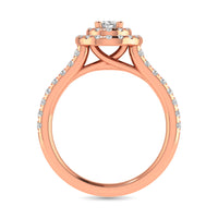 Thumbnail for Diamond Classic Shank Double Halo Bridal Ring 1 ct tw Oval Cut in 14K Rose Gold