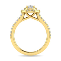 Thumbnail for Diamond Classic Shank Double Halo Bridal Ring 1 ct tw Pear Cut in 14K Yellow Gold