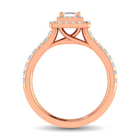 Thumbnail for Diamond Classic Shank Double Halo Bridal Ring 1 ct tw Princess Cut in 14K Rose Gold