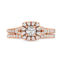 Thumbnail for Diamond  Split Shank Single Halo Bridal Ring 1 ct tw Round Cut in 14K Rose Gold