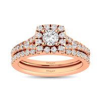 Thumbnail for Diamond  Split Shank Single Halo Bridal Ring 1 ct tw Round Cut in 14K Rose Gold