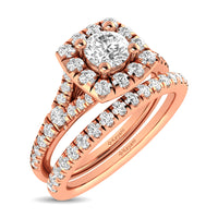 Thumbnail for Diamond  Split Shank Single Halo Bridal Ring 1 ct tw Round Cut in 14K Rose Gold