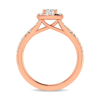 Thumbnail for Diamond  Split Shank Single Halo Bridal Ring 1 ct tw Round Cut in 14K Rose Gold
