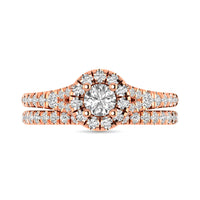 Thumbnail for Diamond  Split Shank Single Halo Bridal Ring 1 ct tw Round Cut in 14K Rose Gold