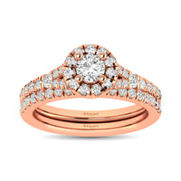 Thumbnail for Diamond  Split Shank Single Halo Bridal Ring 1 ct tw Round Cut in 14K Rose Gold