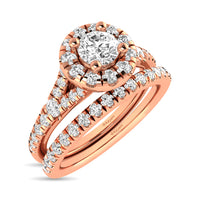 Thumbnail for Diamond  Split Shank Single Halo Bridal Ring 1 ct tw Round Cut in 14K Rose Gold
