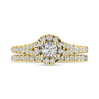 Thumbnail for Diamond  Split Shank Single Halo Bridal Ring 1 ct tw Round Cut in 14K Yellow Gold