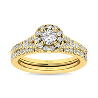 Thumbnail for Diamond  Split Shank Single Halo Bridal Ring 1 ct tw Round Cut in 14K Yellow Gold