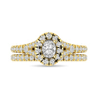 Thumbnail for Diamond  Split Shank Single Halo Bridal Ring 1 ct tw Oval Cut in 14K Yellow Gold