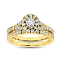 Thumbnail for Diamond  Split Shank Single Halo Bridal Ring 1 ct tw Oval Cut in 14K Yellow Gold