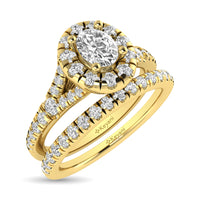 Thumbnail for Diamond  Split Shank Single Halo Bridal Ring 1 ct tw Oval Cut in 14K Yellow Gold