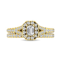 Thumbnail for Diamond  Split Shank Single Halo Bridal Ring 1 ct tw Emerald Cut in 14K Yellow Gold